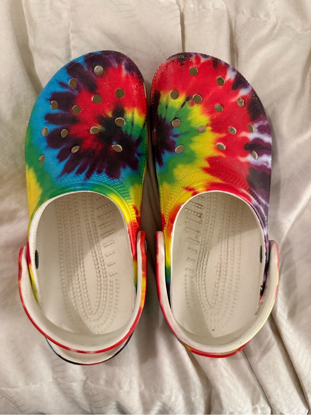 CROCS Tie Dye Classic Clog in Rainbow Swirl